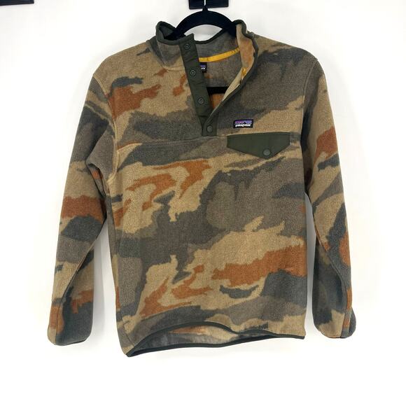Patagonia Other - Patagonia Kids Lightweight Synchilla Snap-T Pullover Green Camo Size Large EUC